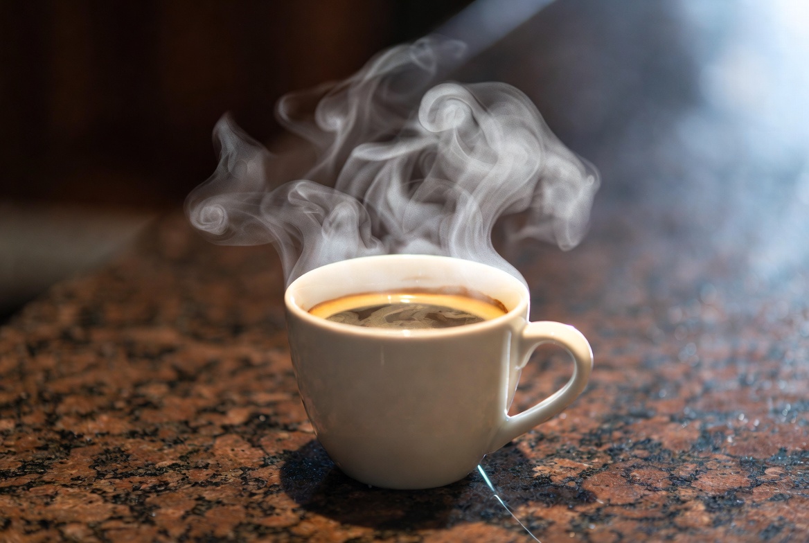 Hot coffee cup on a table Hot coffee cup on a table