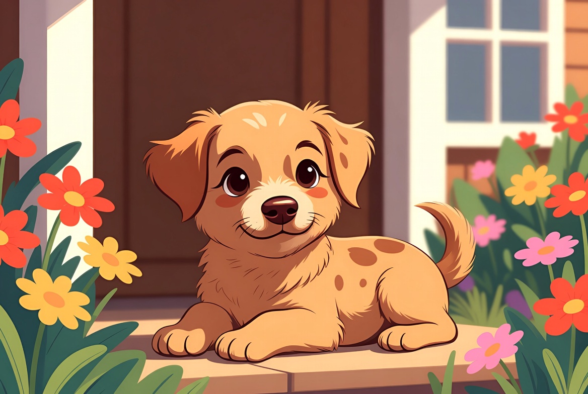 Cute dog sitting on porch Cute dog sitting on porch