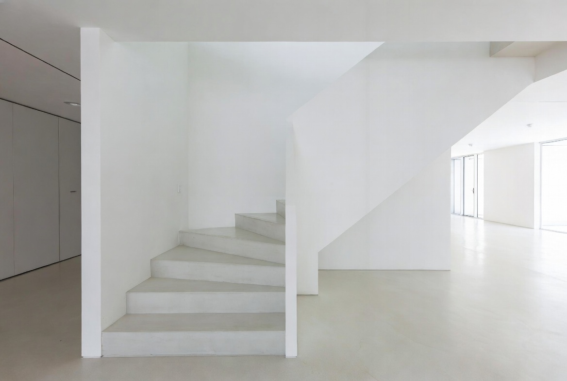 Modern staircase in minimalist space design Modern staircase in minimalist space design