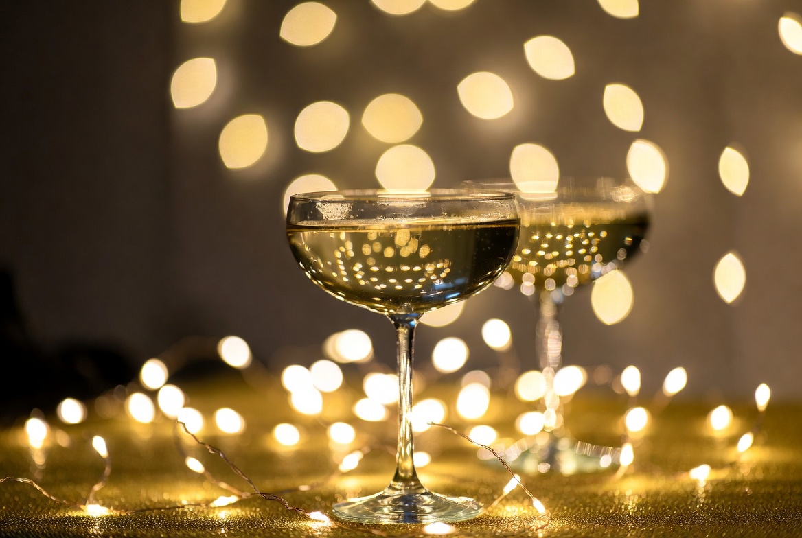 Cocktails on a table with lights Cocktails on a table with lights