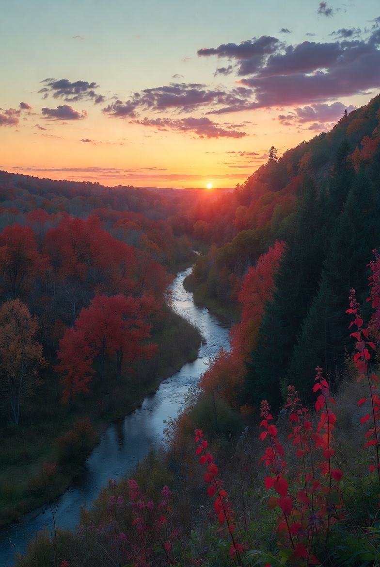 Autumn Sunset Over River Valley Autumn Sunset Over River Valley