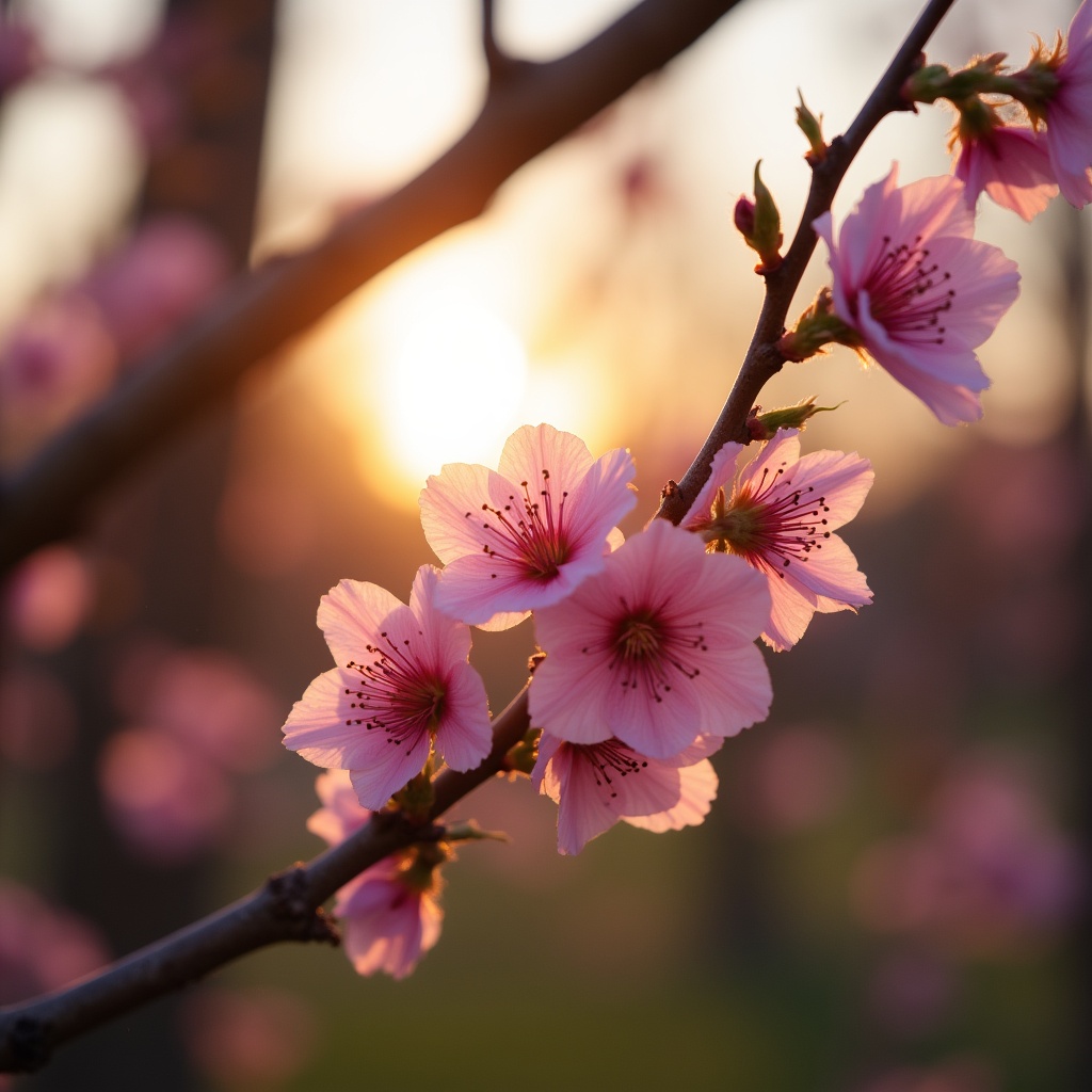 Cherry blossoms bloom at sunset Cherry blossoms bloom at sunset
