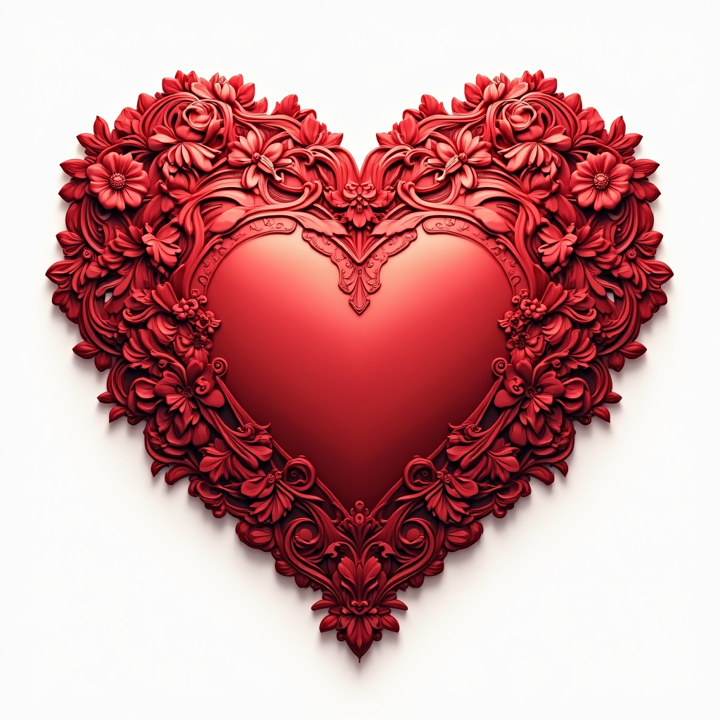 Red floral heart shape design in detail Red floral heart shape design in detail