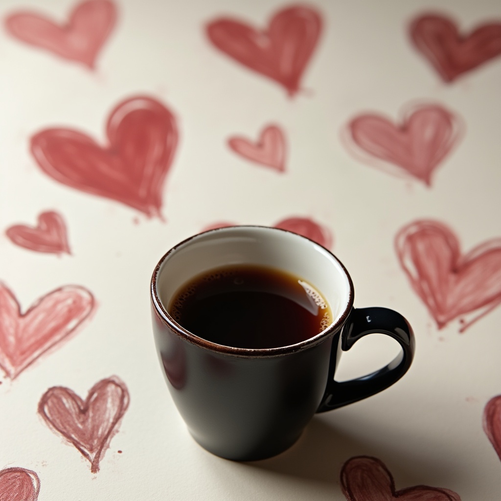 Coffee cup on heart background Coffee cup on heart background