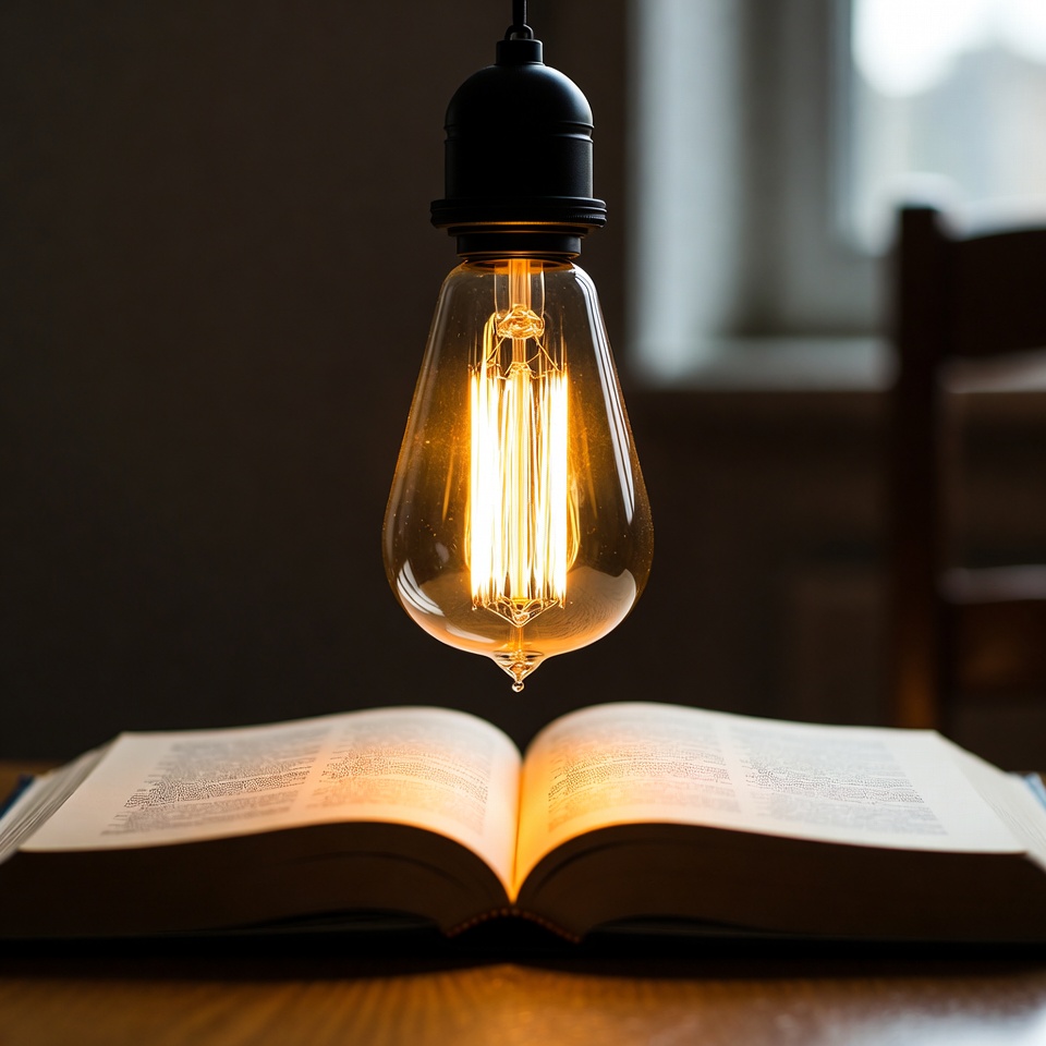 Light shines on open book Light shines on open book