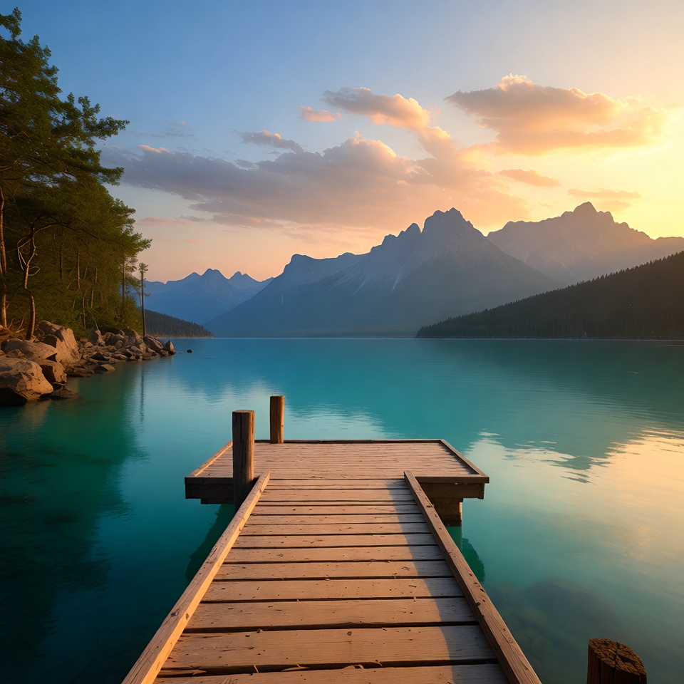 Dock at lake during sunset Dock at lake during sunset