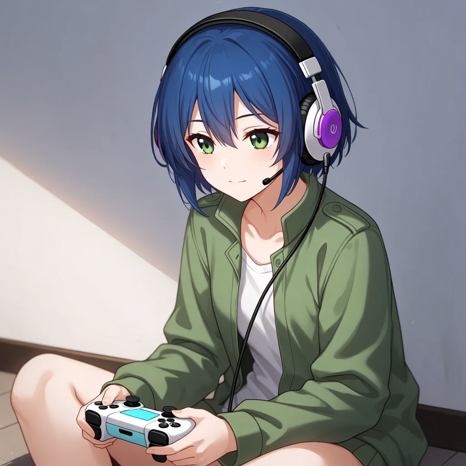 Girl playing video game indoors at home Girl playing video game indoors at home