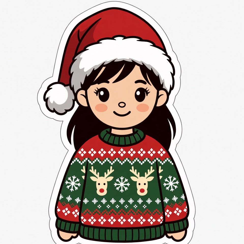 Girl in santa hat with sweater Girl in santa hat with sweater