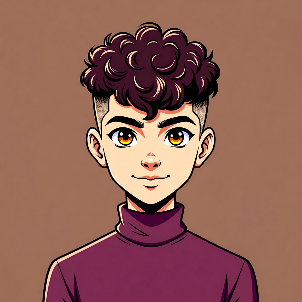 Young boy with curly hair standing Young boy with curly hair standing