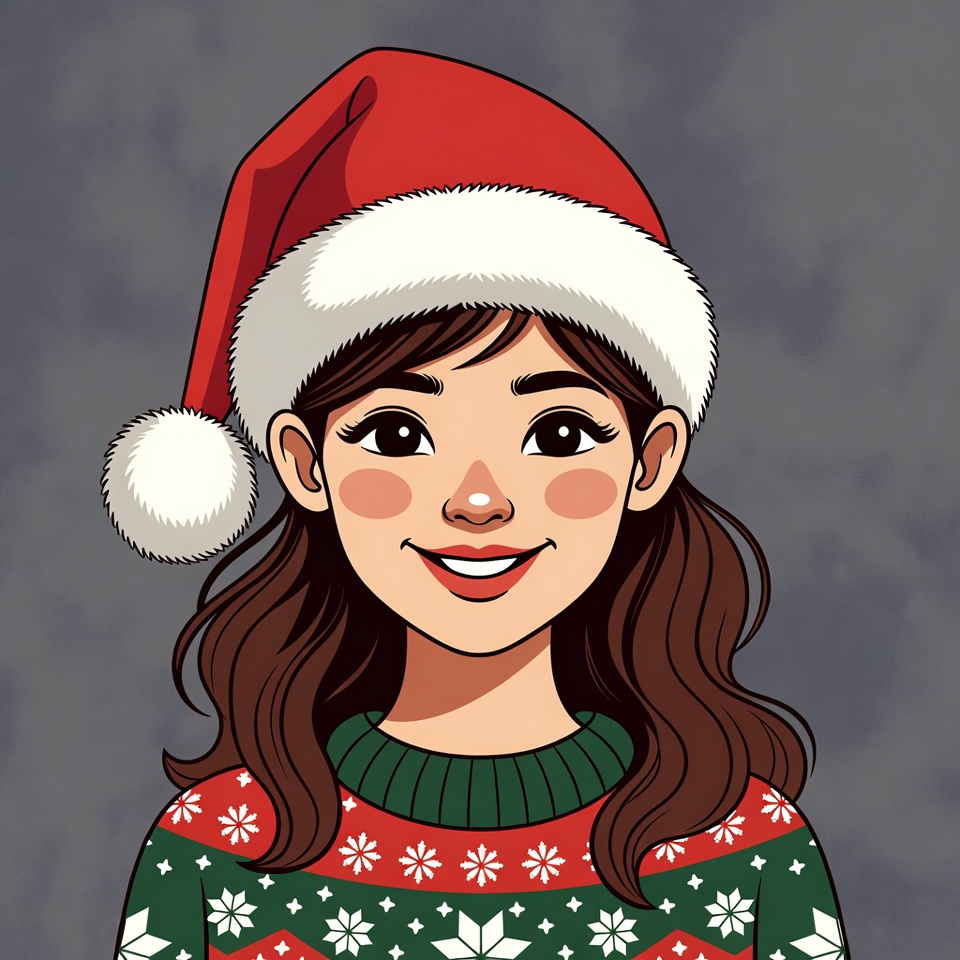 Girl in santa hat with sweater Girl in santa hat with sweater