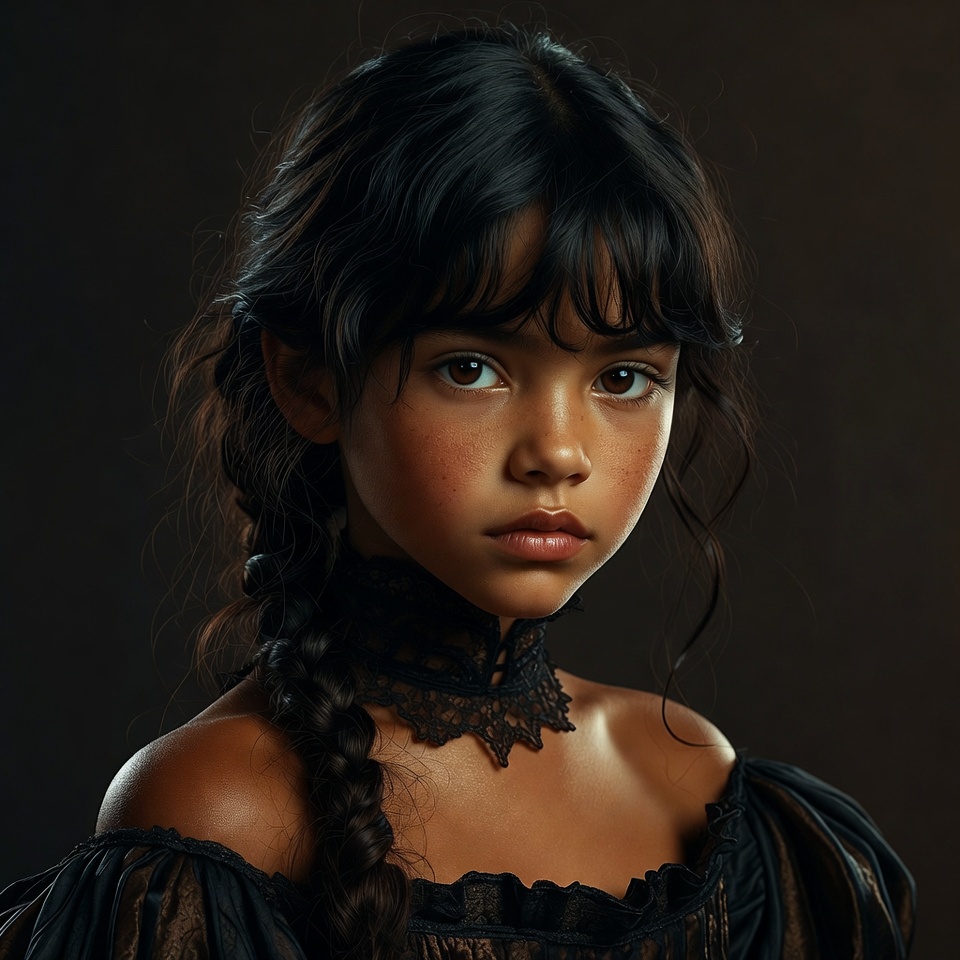 Young girl in dark outfit Young girl in dark outfit