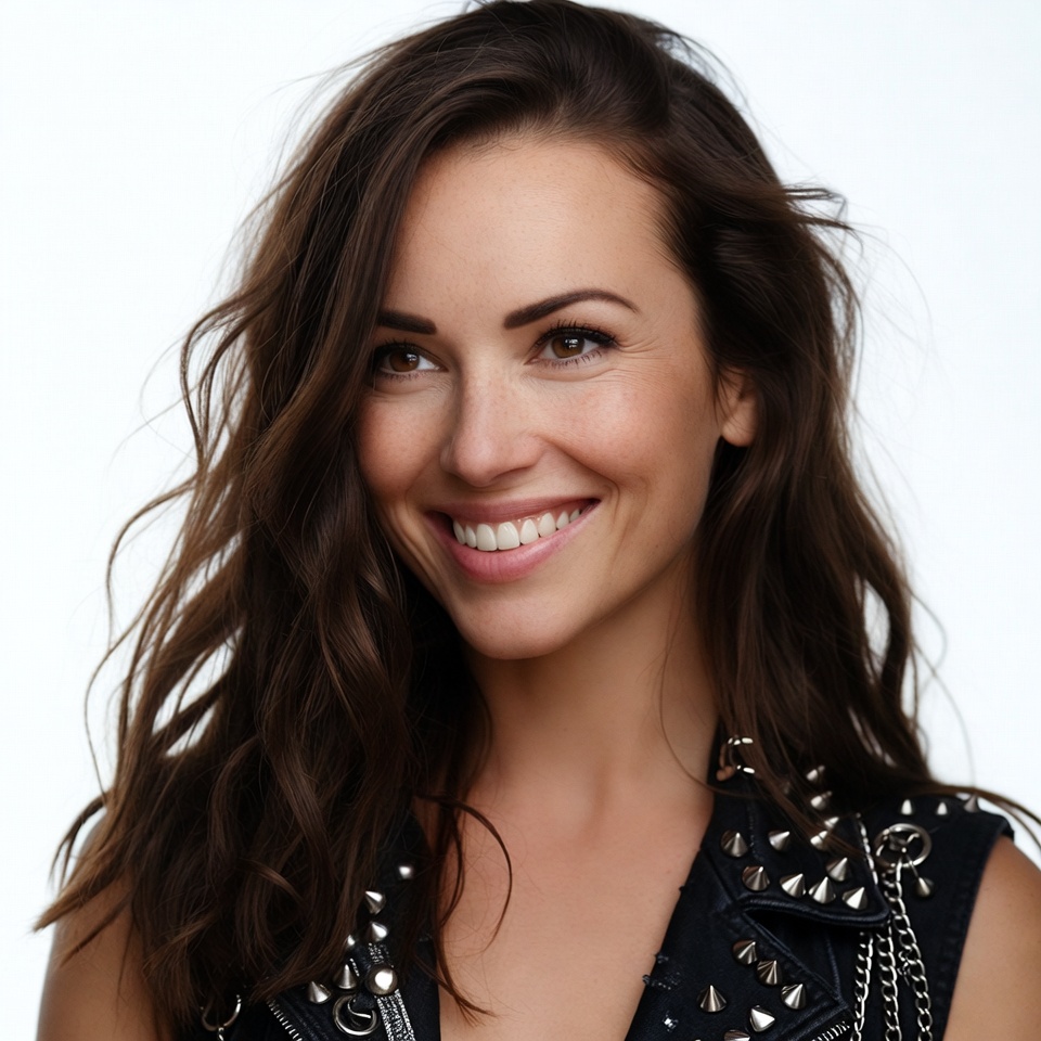 Smiling woman in black outfit Smiling woman in black outfit