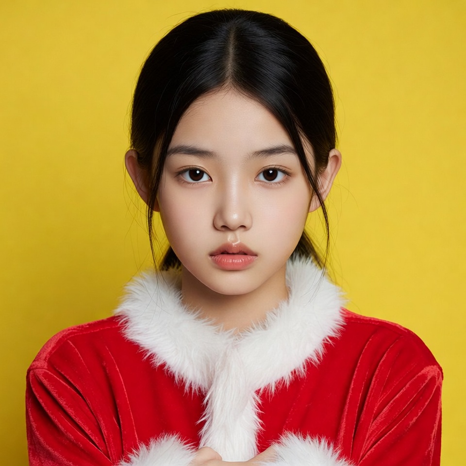 Girl in santa outfit posing for photo Girl in santa outfit posing for photo