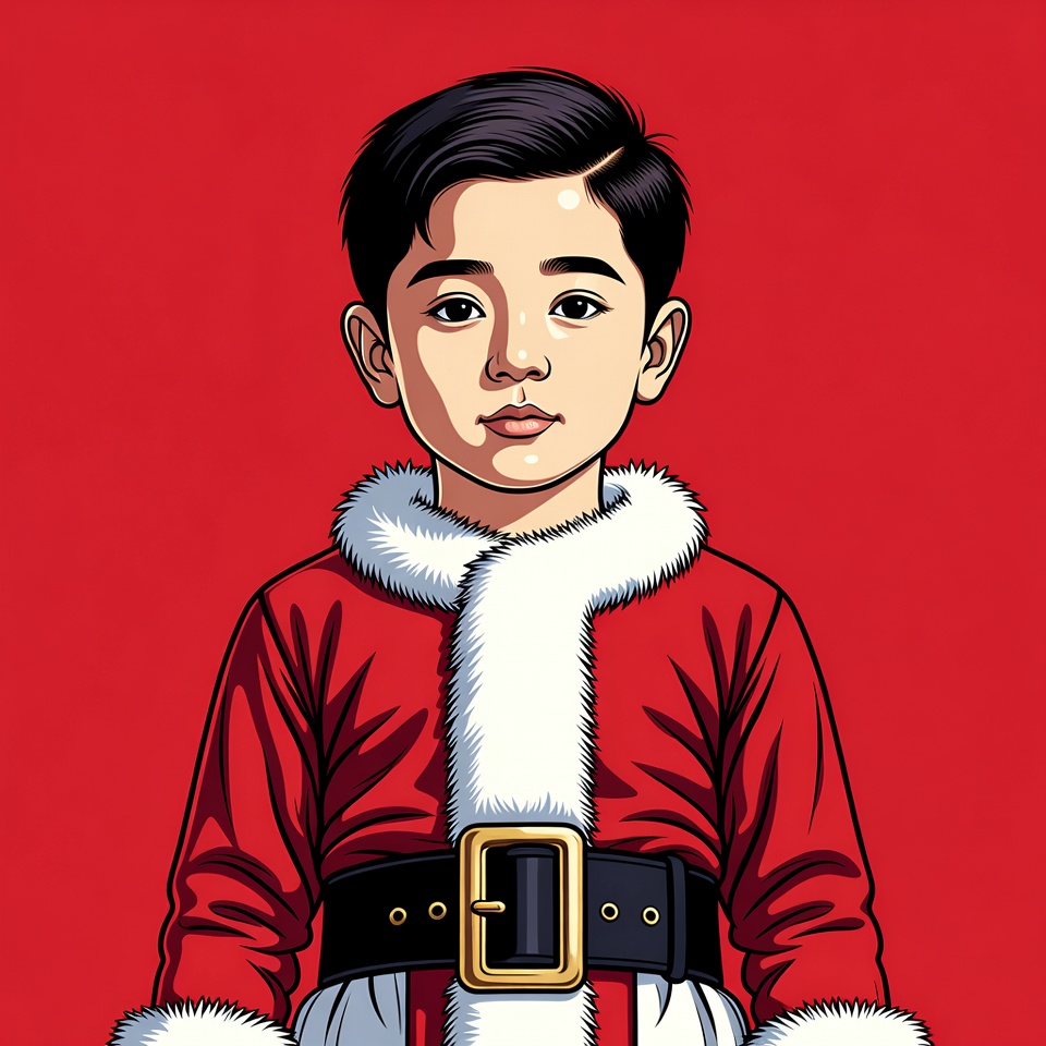 Child in santa costume with red background Child in santa costume with red background