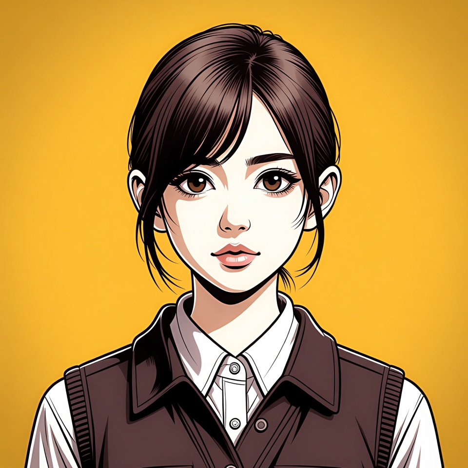 Young woman with dark hair Young woman with dark hair