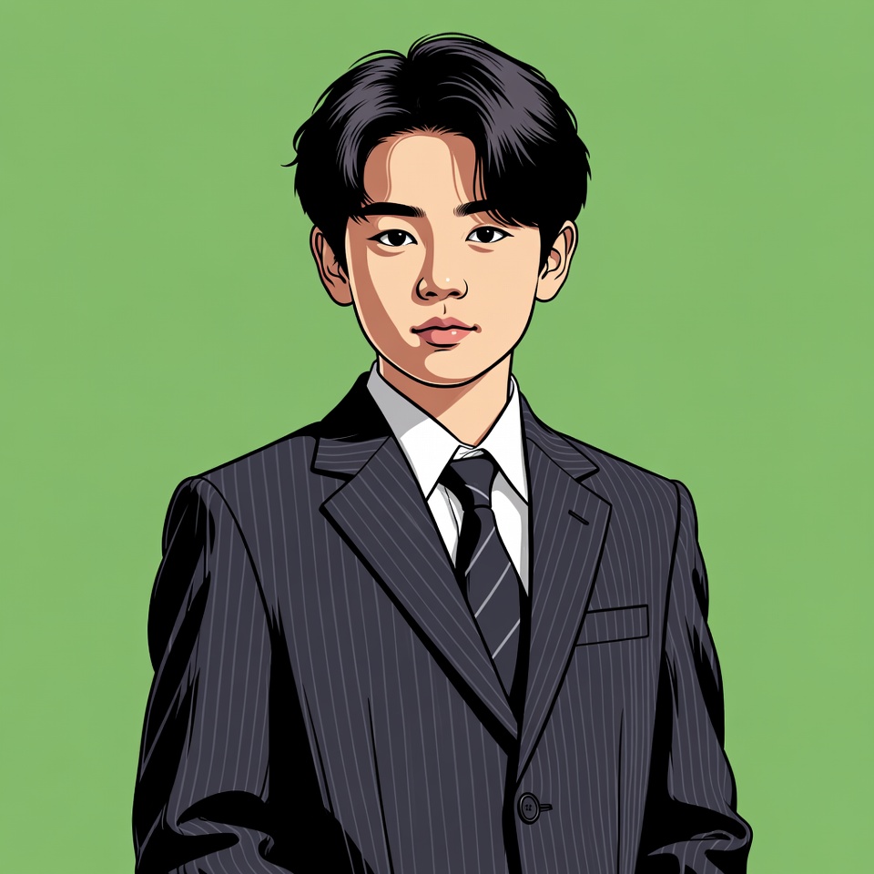 Young boy in suit stands ready Young boy in suit stands ready