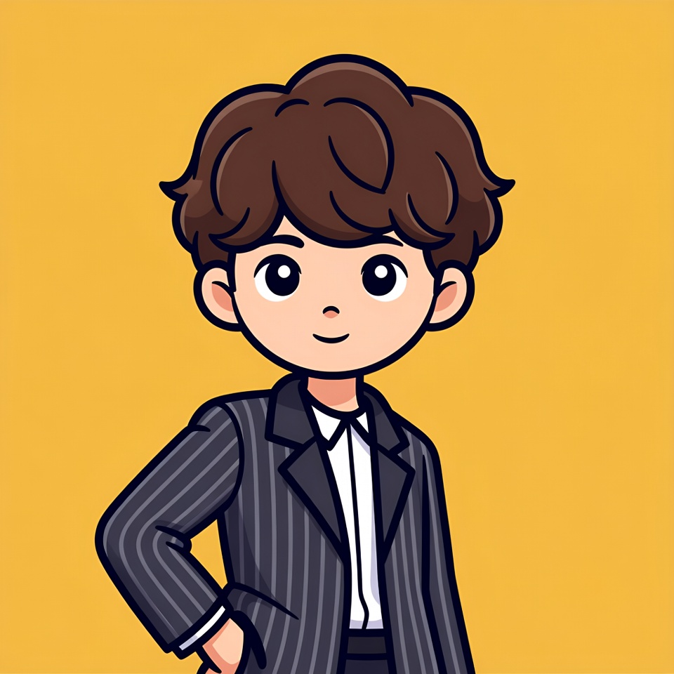Cartoon boy in suit with playful pose Cartoon boy in suit with playful pose