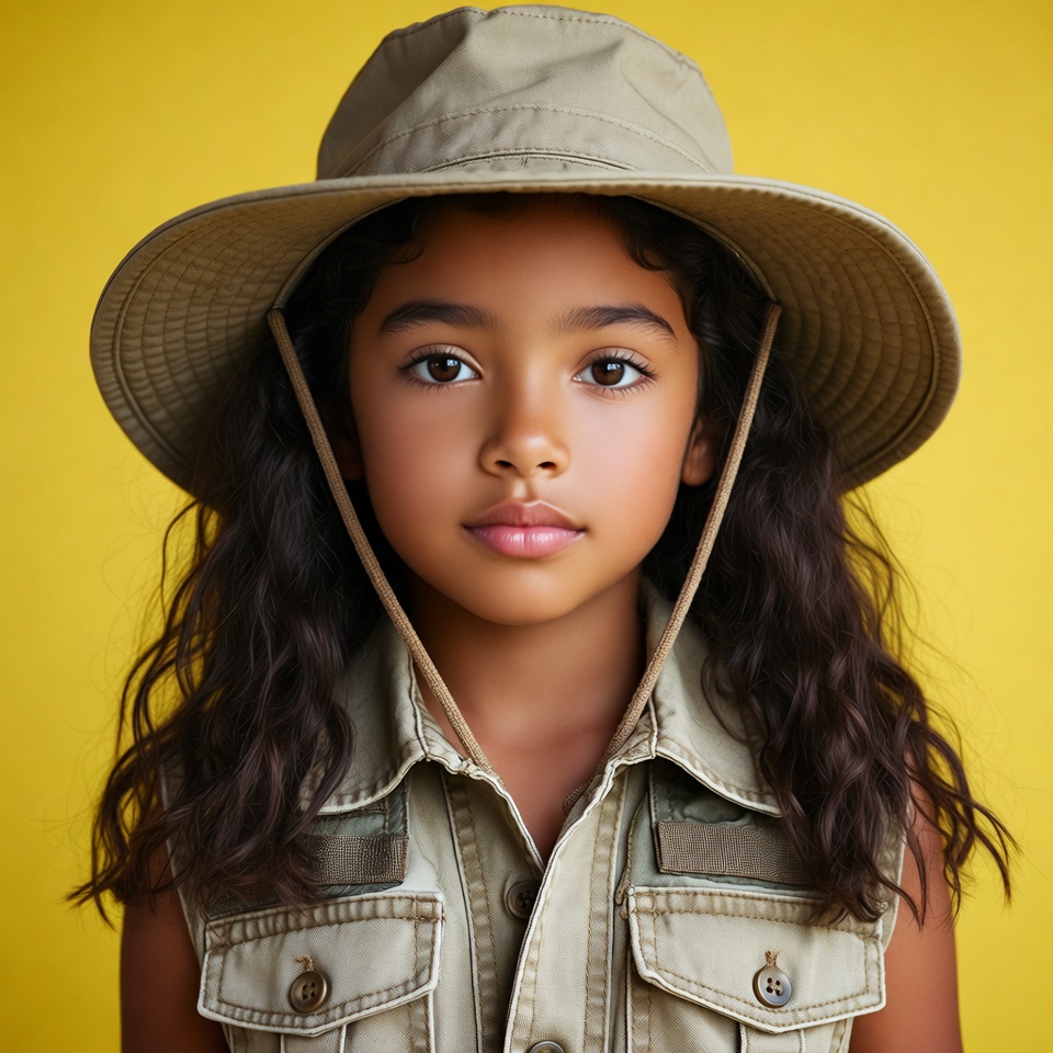 Young girl in safari hat Young girl in safari hat