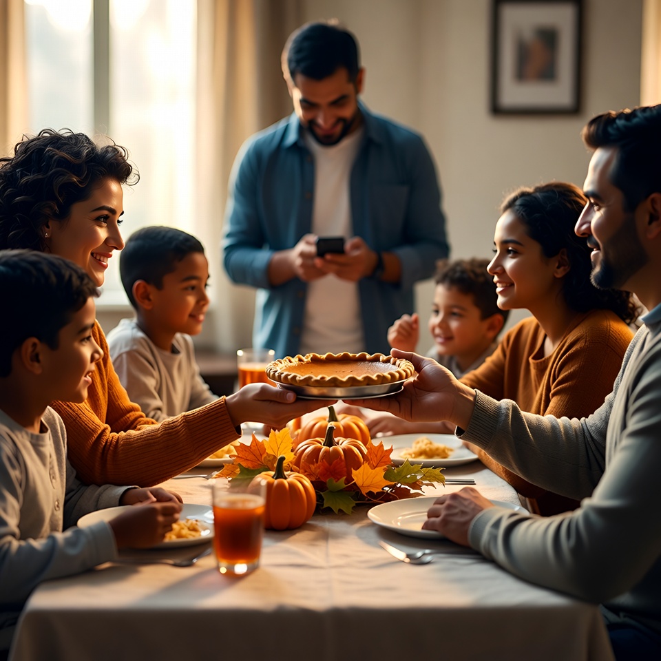 Family gathers for thanksgiving dinner celebration Family gathers for thanksgiving dinner celebration
