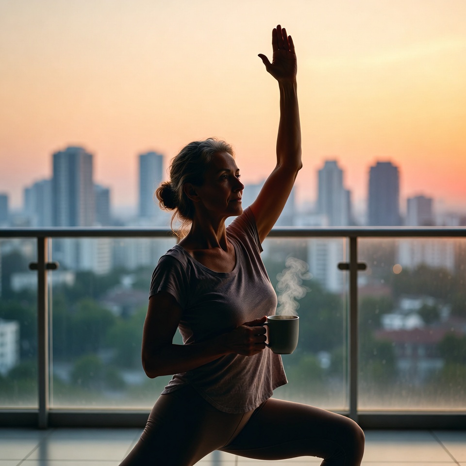 Woman practicing yoga at sunset Woman practicing yoga at sunset