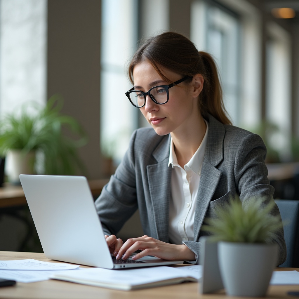 Woman working at office desk Woman working at office desk