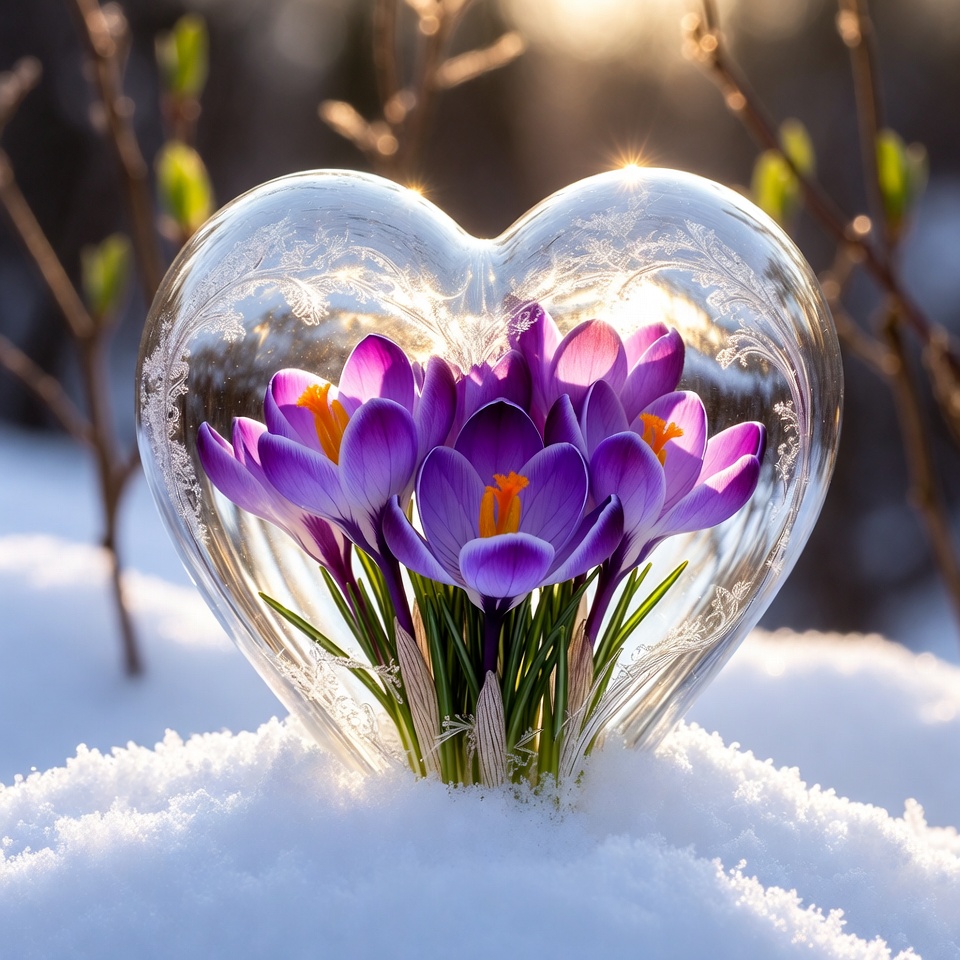 Crocuses in a heart shape Crocuses in a heart shape