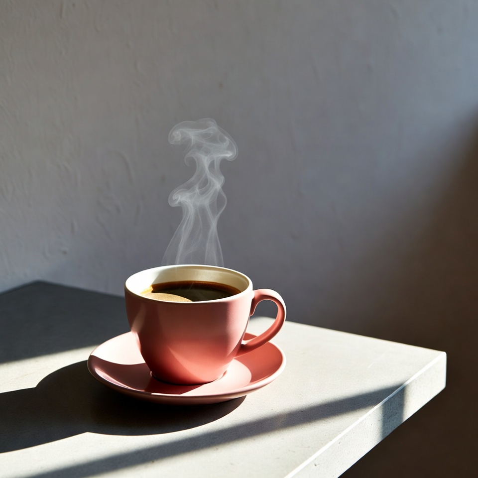 Coffee cup resting on table Coffee cup resting on table