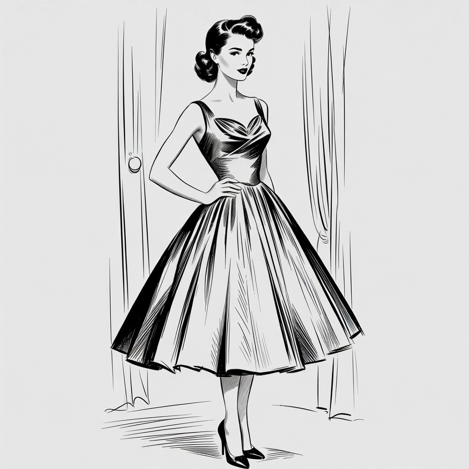 Woman in classic dress design Woman in classic dress design