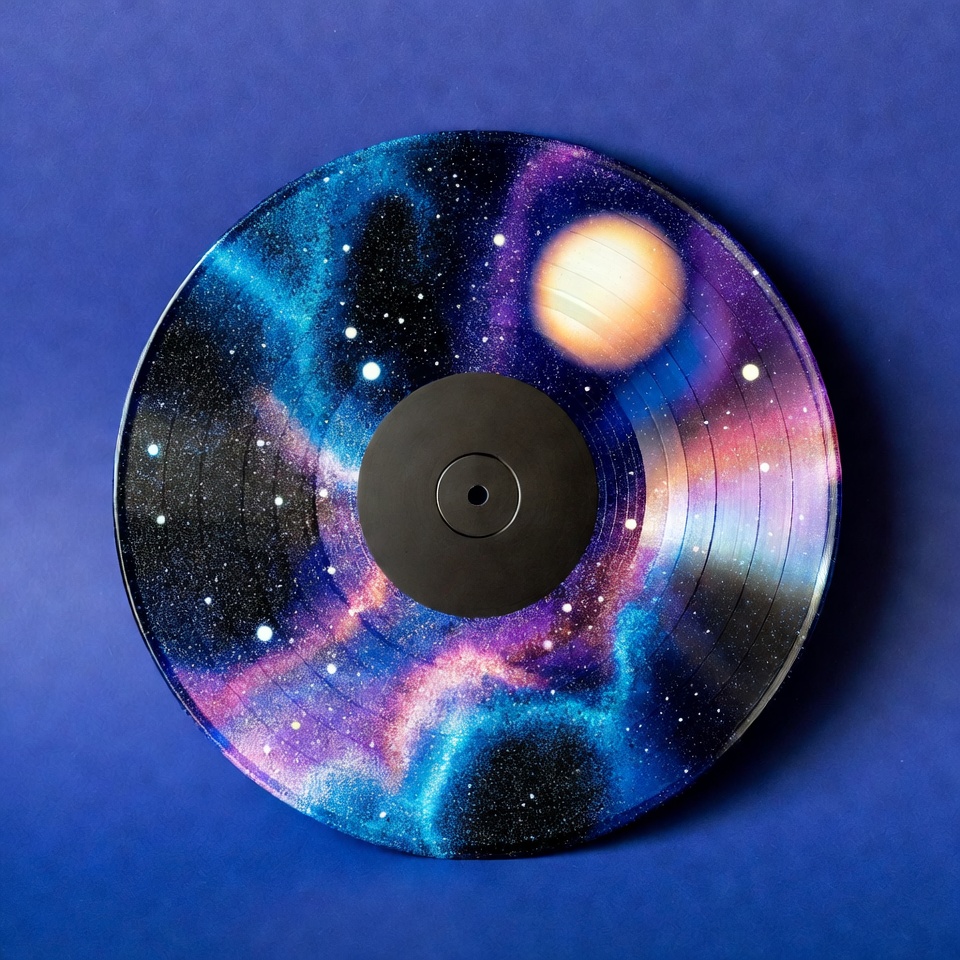 Vinyl record with galaxy design Vinyl record with galaxy design