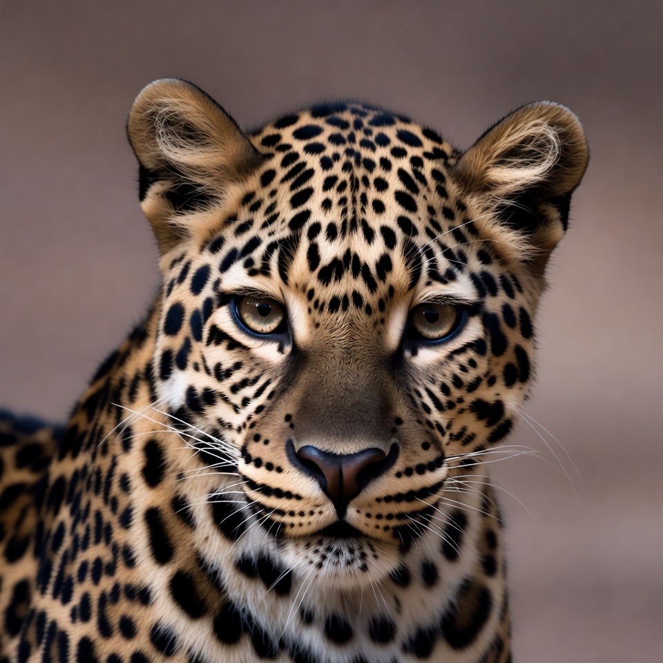 Leopard in close-up view in natural light Leopard in close-up view in natural light