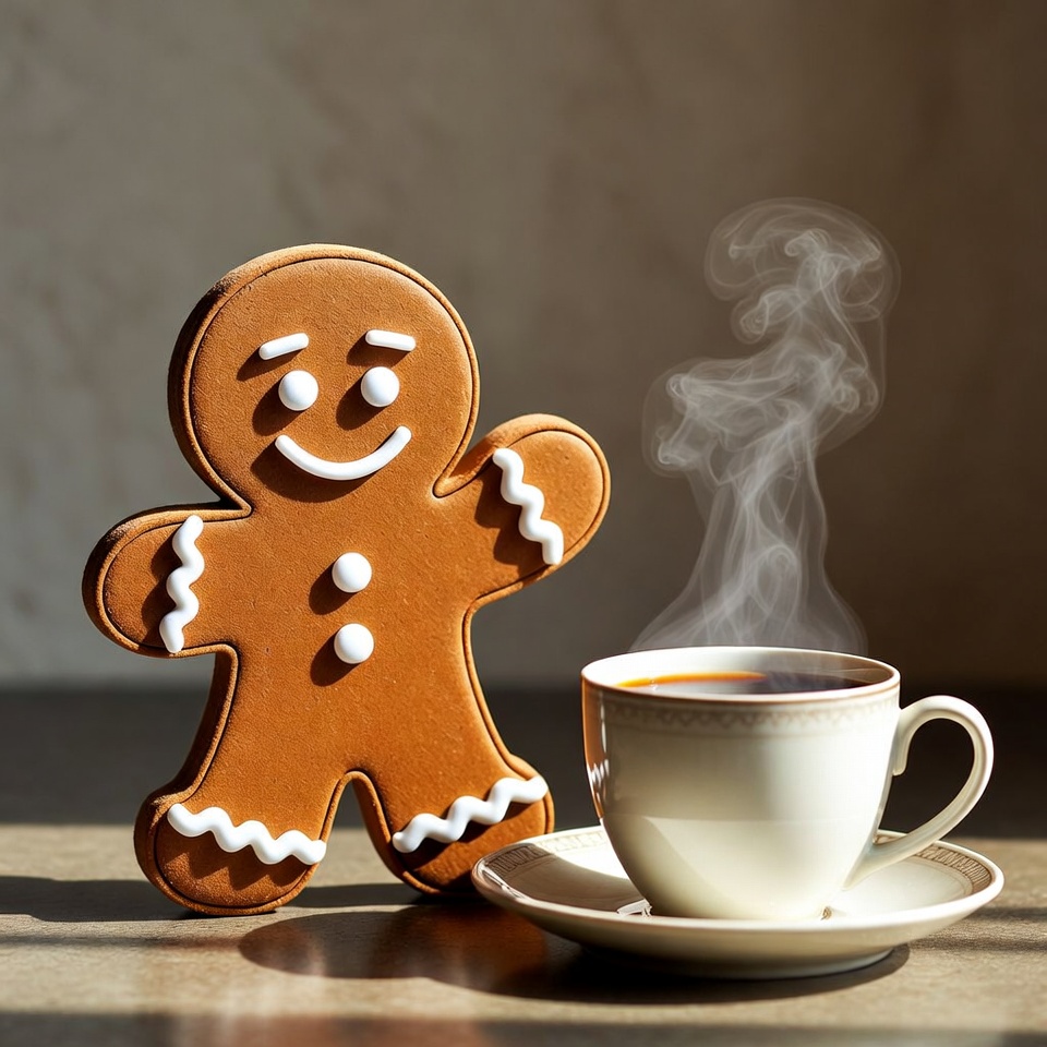Gingerbread cookie with hot drink Gingerbread cookie with hot drink