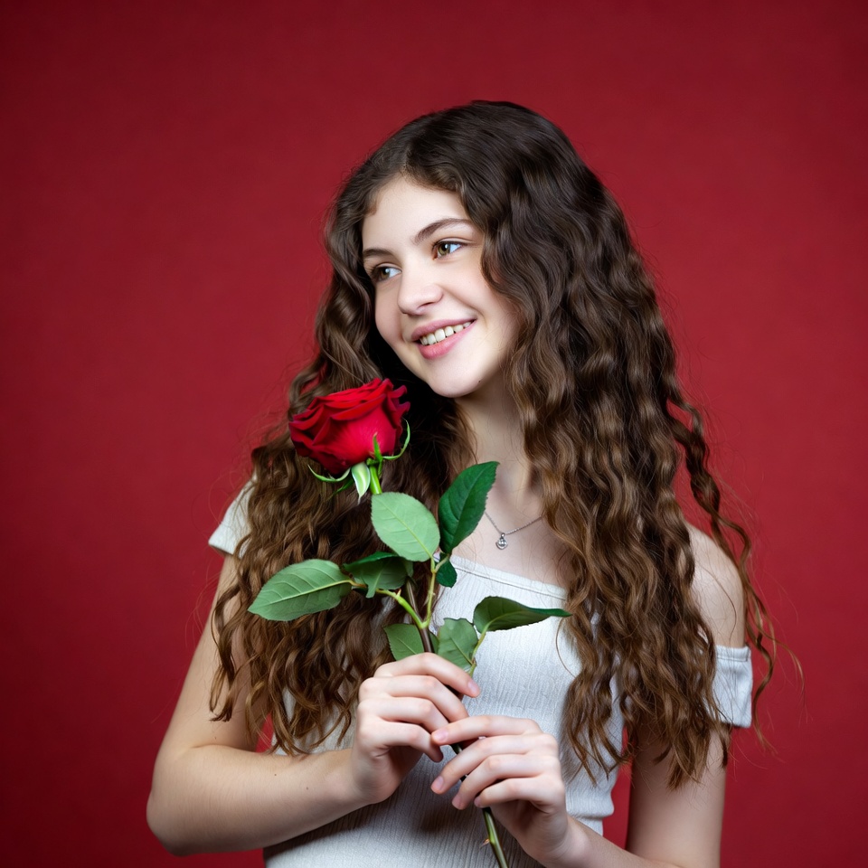 Girl holding rose in studio Girl holding rose in studio