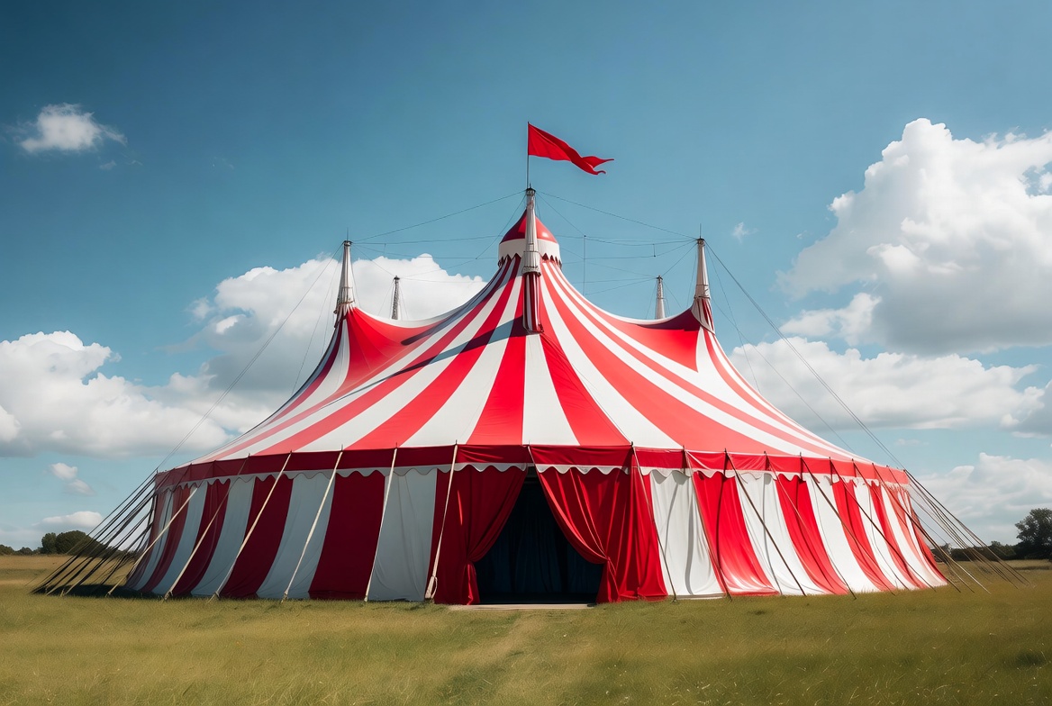 Big top tent in open field Big top tent in open field