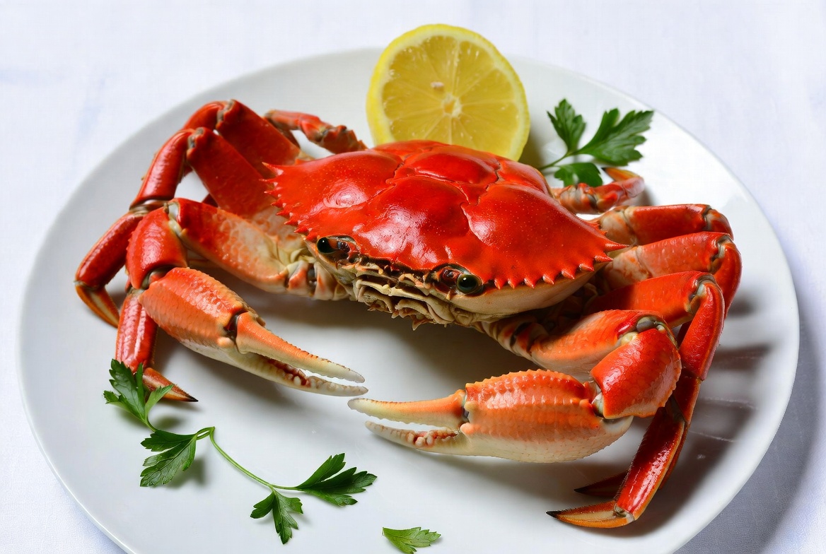 Crab served with lemon and parsley Crab served with lemon and parsley