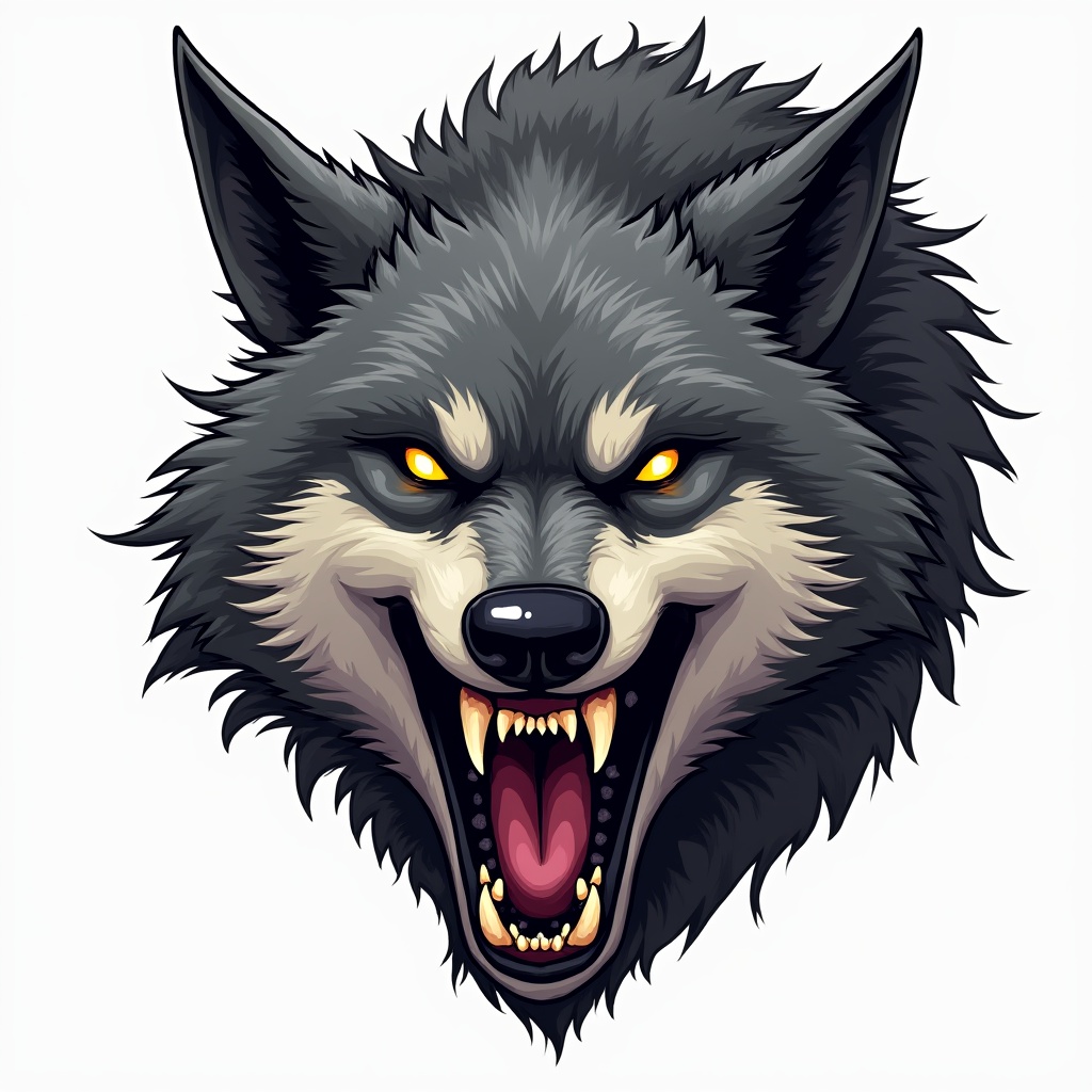 Wolf head design with fierce expression Wolf head design with fierce expression