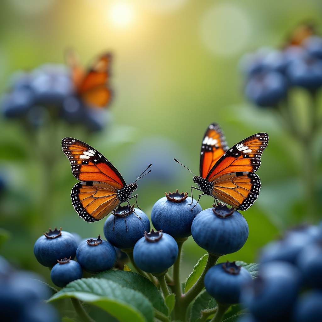 Butterflies on blueberry bushes Butterflies on blueberry bushes