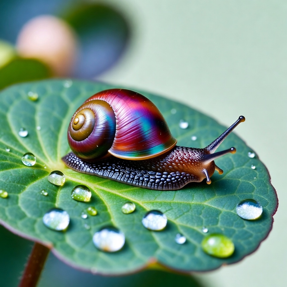 Colorful snail on a green leaf Colorful snail on a green leaf