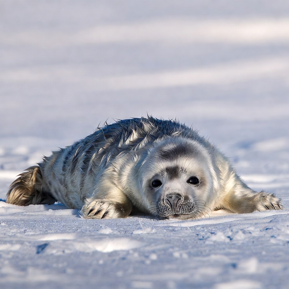 Seal resting on snowy ground Seal resting on snowy ground