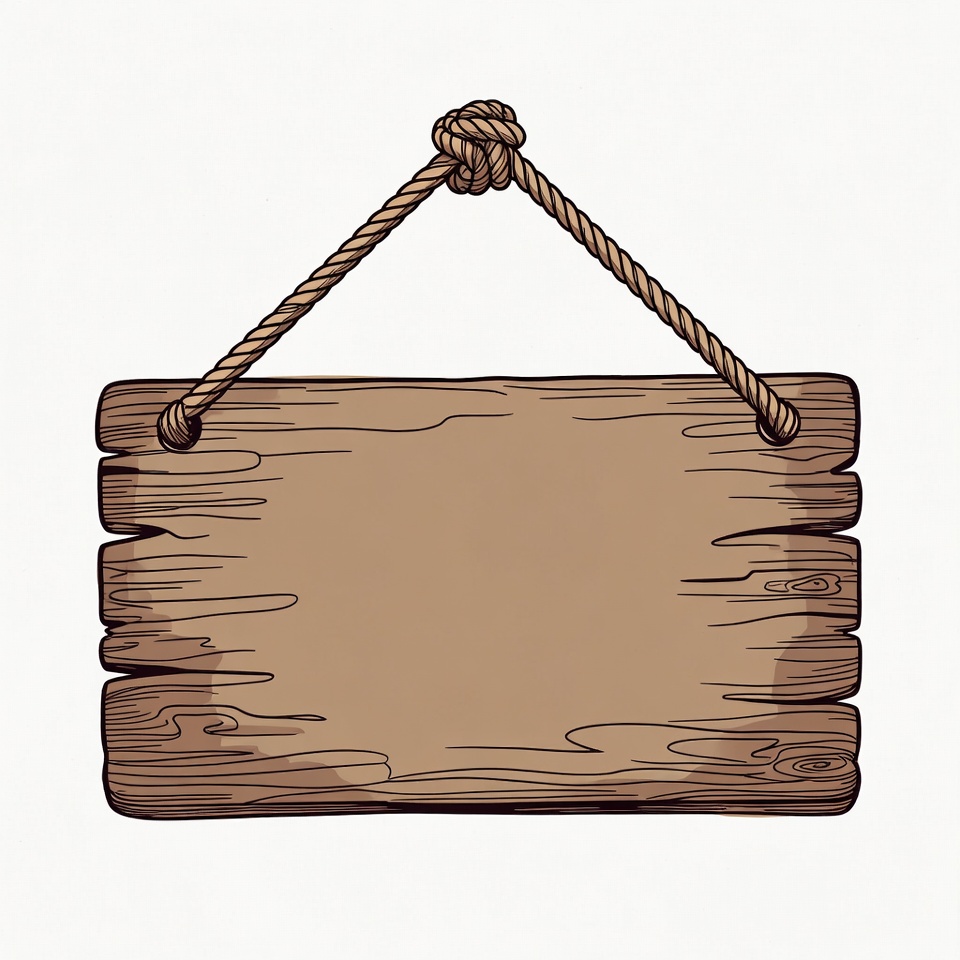 Wooden sign hanging from rope Wooden sign hanging from rope