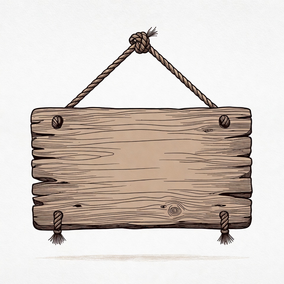 Wooden sign hanging with rope Wooden sign hanging with rope
