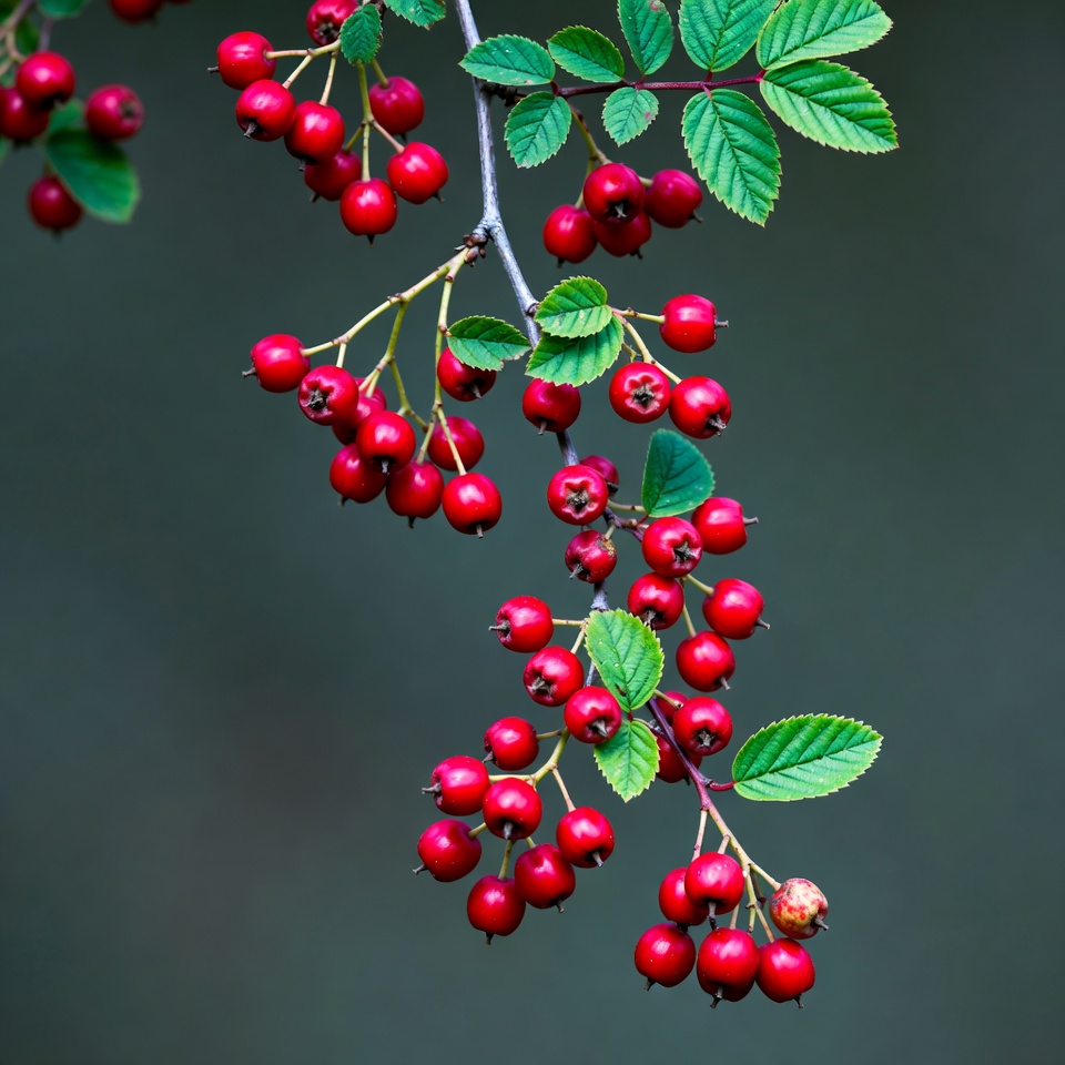 Red berries hanging on branches Red berries hanging on branches