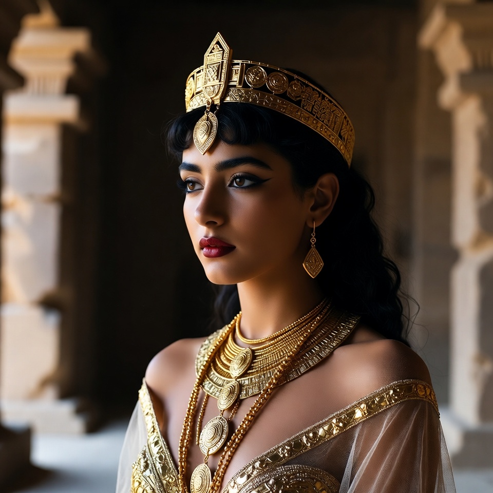 Woman in golden jewelry portrait Woman in golden jewelry portrait