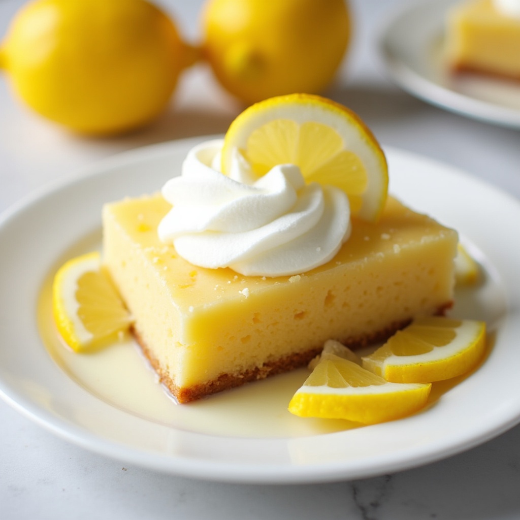 Lemon dessert with slices and cream Lemon dessert with slices and cream