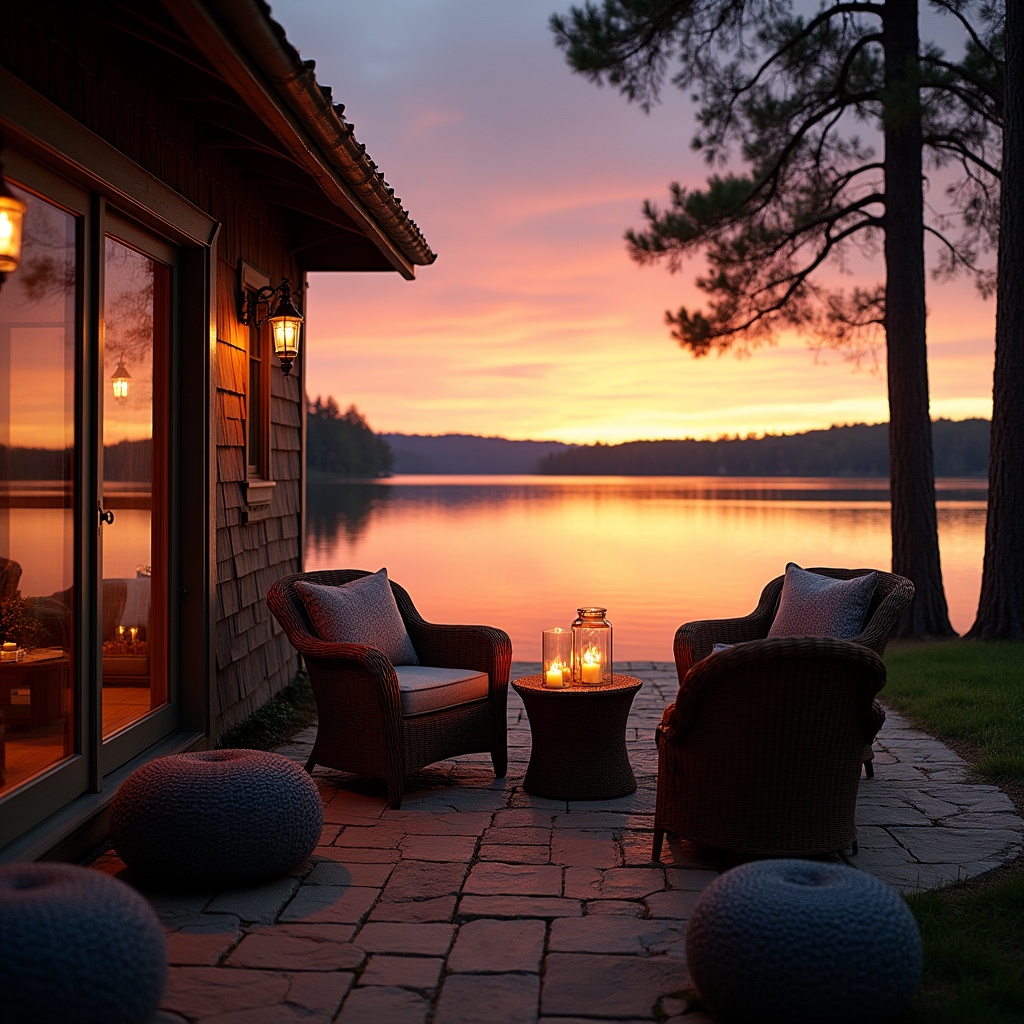 Evening by the lake with candles Evening by the lake with candles