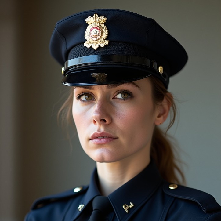 Police officer in uniform stands ready Police officer in uniform stands ready