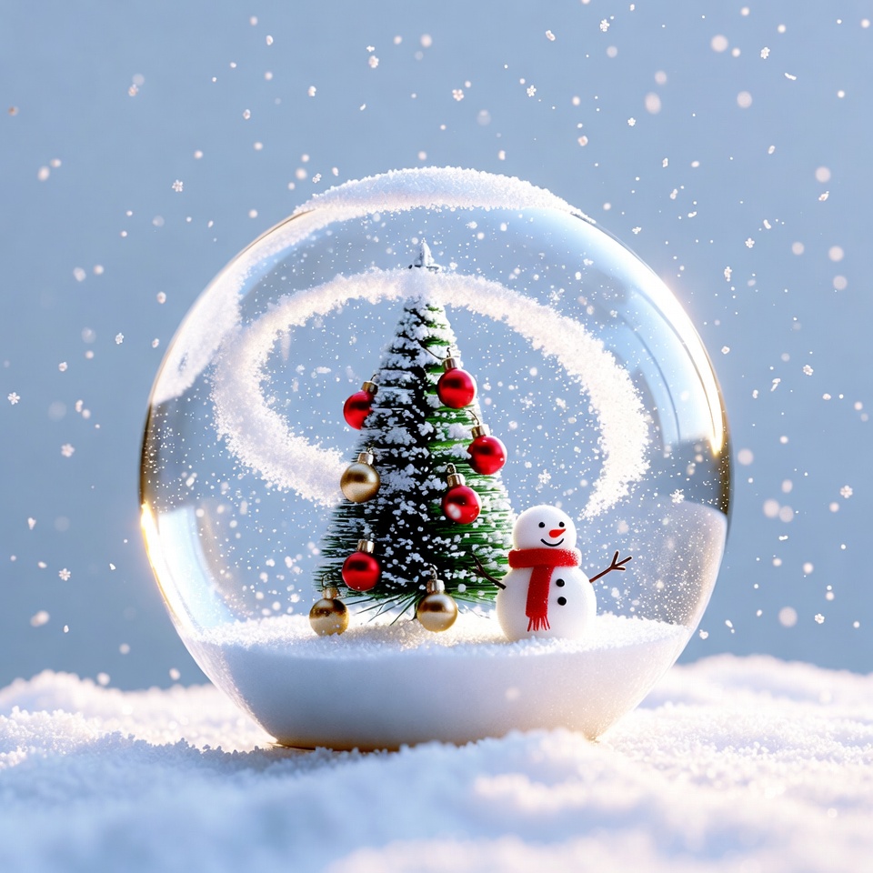 Snow globe with snowman and tree Snow globe with snowman and tree