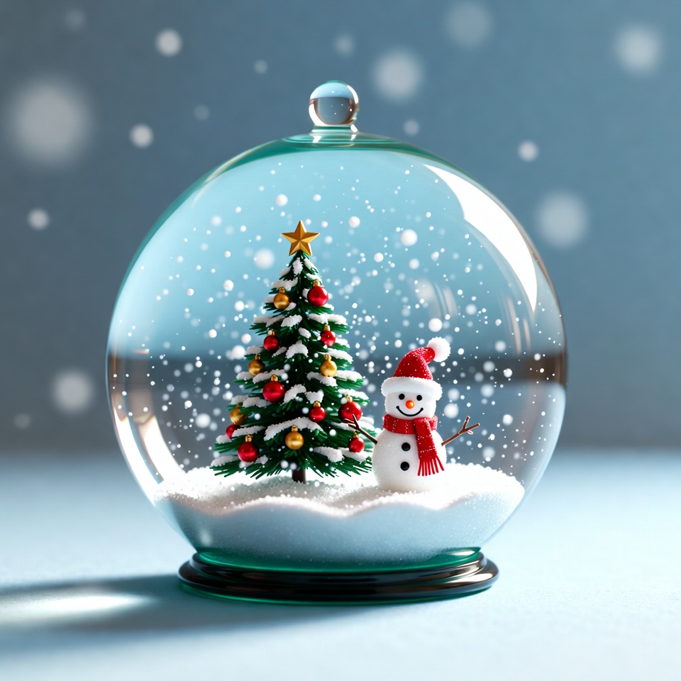 Snow globe with snowman and tree Snow globe with snowman and tree