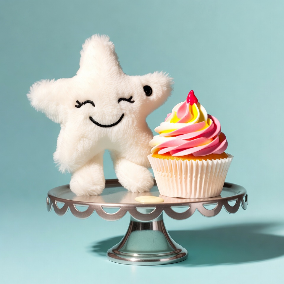 Cute star toy with colorful cupcake Cute star toy with colorful cupcake