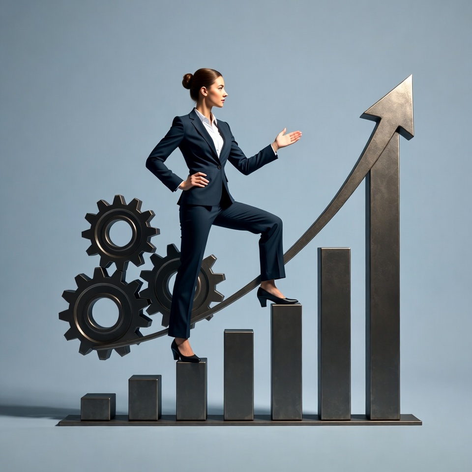 Business growth with a confident leader Business growth with a confident leader