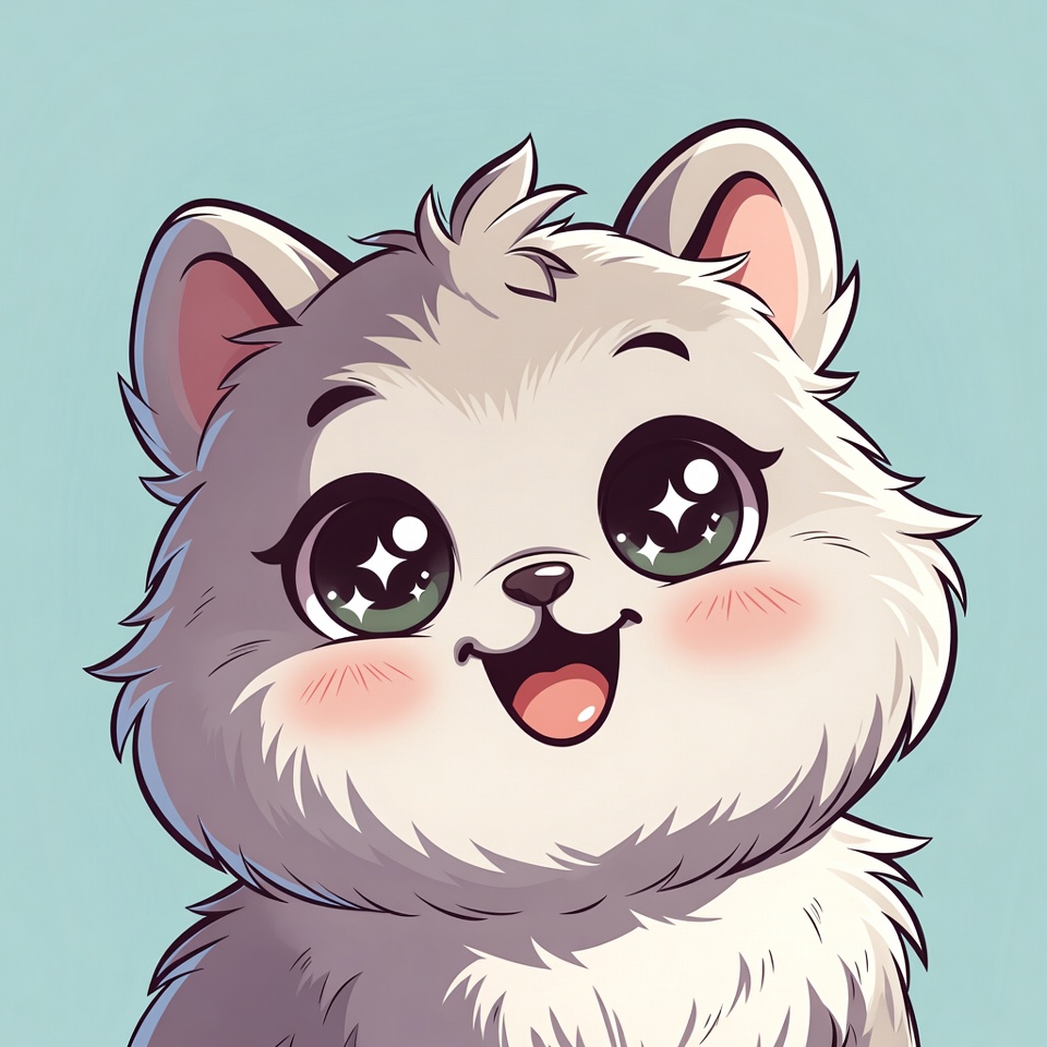 Cute cartoon animal face close-up Cute cartoon animal face close-up